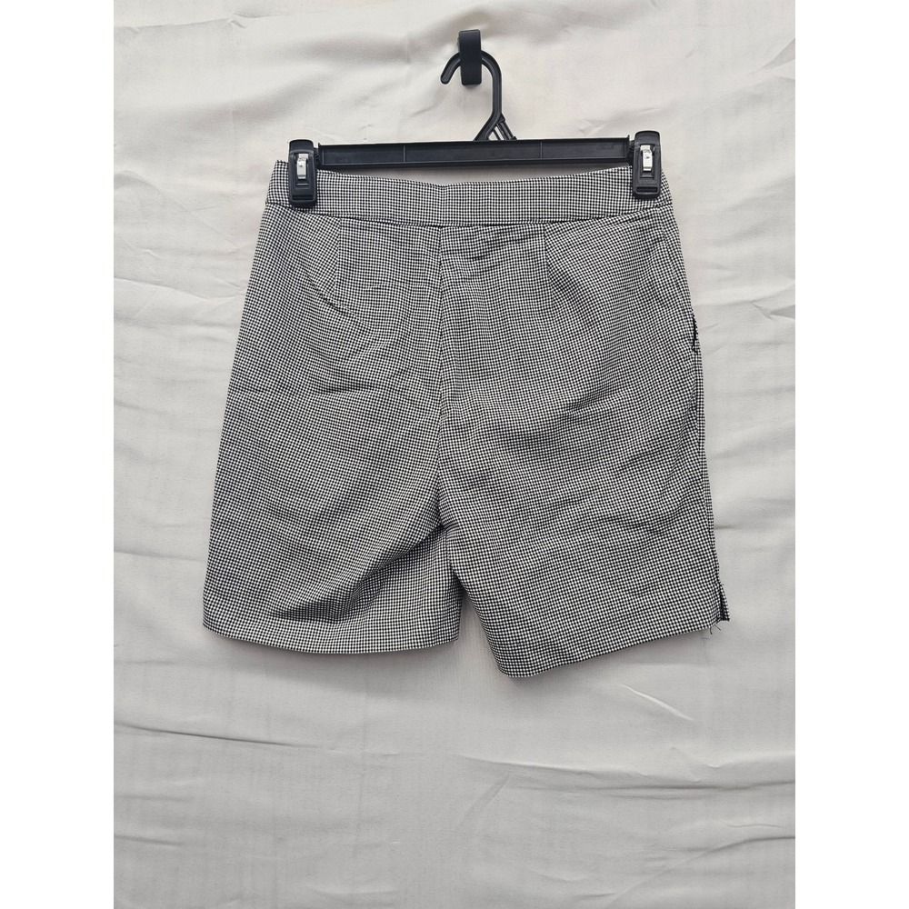 Rafaella Womens Gingham Stretch Shorts Black Viscose Blend Casual Size 4
